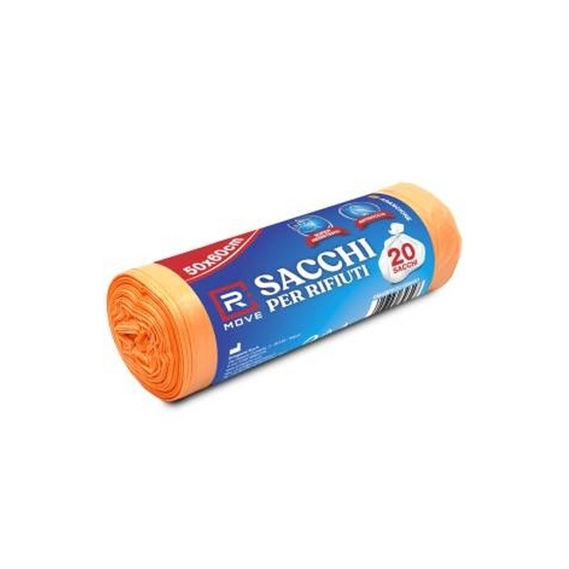 Sacchi Rifiuti 50x60cm ARANCIONE 20PZ